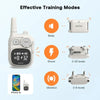 Diagram showing effective training modes for a Petpet collar including Beep, Shock, and Vibration functions.