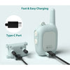 A light gray compact waterproof dog training collar with a Type-C port and charging cable.