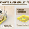 Système de remplissage d'eau automatique montrant un incubateur à œufs avec des ports A et B pour l'incubation et l'éclosion.