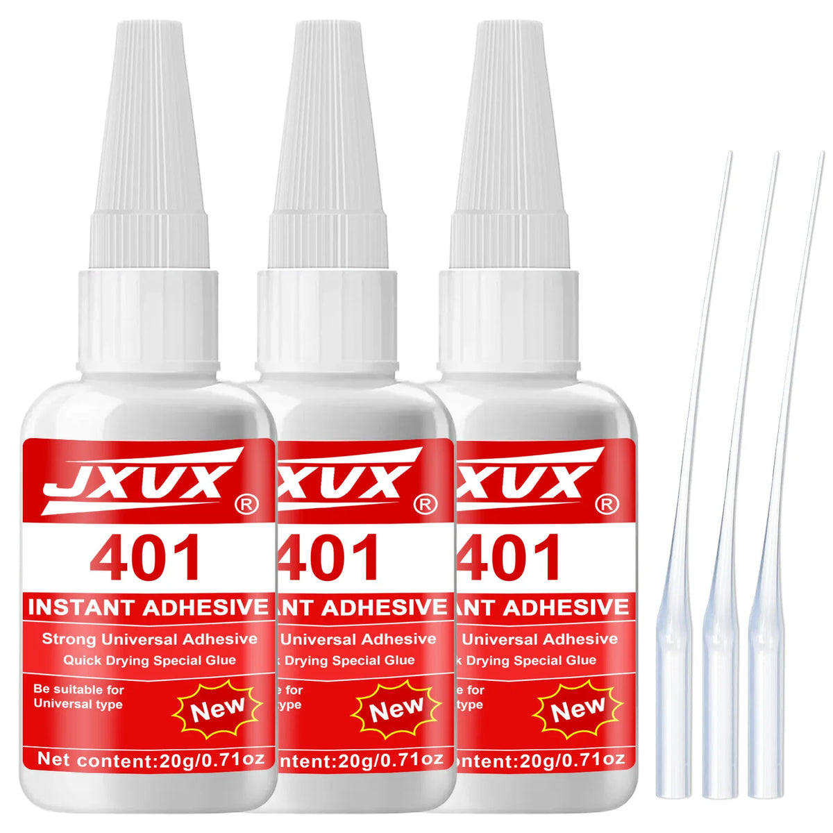 Trois bouteilles de colle instantanée JXVX, colle universelle forte à séchage spéciale