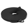 Black waterproof PVC dog training leash with a padded handle rolled up.