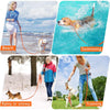Image showing a dog swimming, training outdoors in the rain or snow, and on the beach.