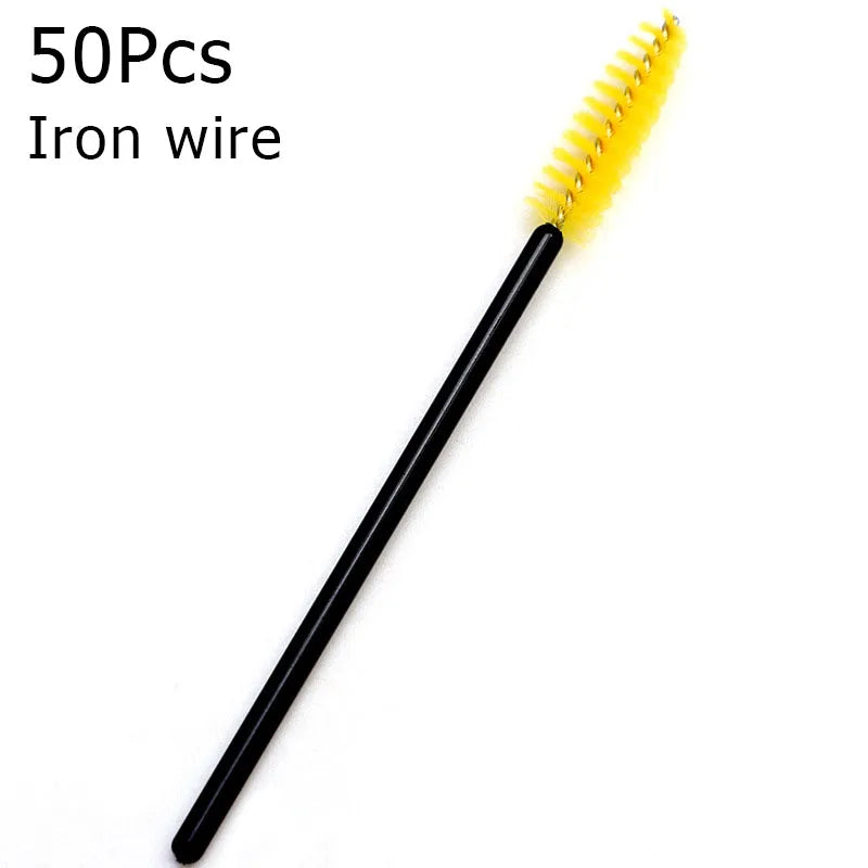 A black iron wire brush with yellow bristles is shown against a white background.