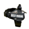 Black adjustable pet walking harness for dogs with a white BEST FRIEND tag