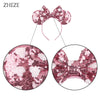 Pinker Pailletten-Mausohren-Haarband für Mädchen mit Schleifen-Design