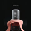 A glass bottle of breathing cotton product is wrapped in a peach-colored fabric.