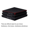 Three stacked black foam filters with large, medium, and small holes for aquarium use