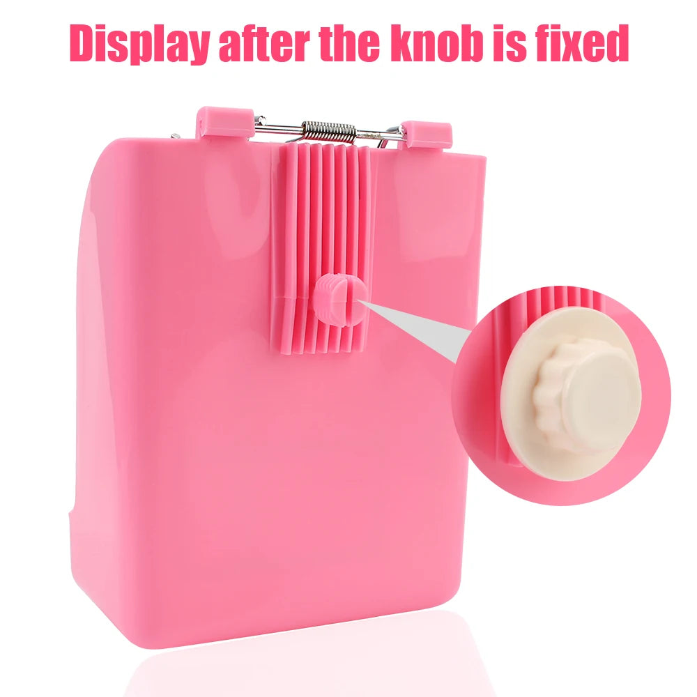 Pink rabbit hay and food rack with a fixed knob display mechanism