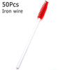 A single red iron wire brush with white handle is shown against a white background.