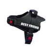 Black adjustable pet walking harness for dogs with a prominent Best Friend label
