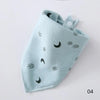 Light blue cotton bandana featuring small black leaf and crescent moon patterns