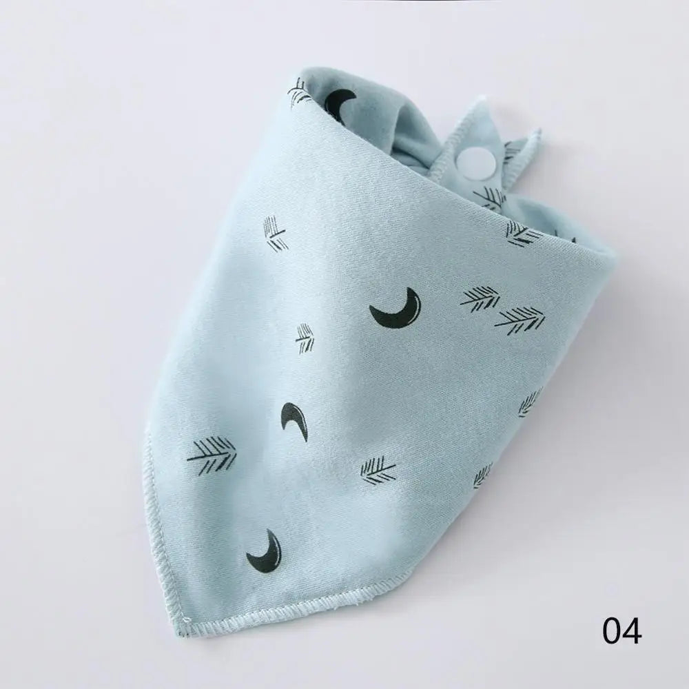 Light blue cotton bandana featuring small black leaf and crescent moon patterns