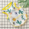 A breathable summer mesh vest for small dogs or cats featuring a pattern of green and yellow cacti on a white background.