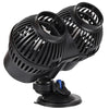 Black aquarium wave maker pump for water circulation and oxygenation with an adjustable base.
