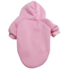 A pink premium fleece dog coat and hoodie for a pet.