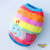 A colorful striped fleece vest featuring a cute bee design for small dogs and cats.