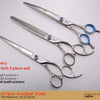 Silvery 7.5 inch 3 piece suit of straight and curved pet grooming scissors