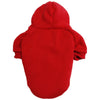 A bright red premium fleece dog coat and hoodie with a hood.