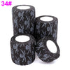 A roll of black printed self-adhesive elastic bandage tape with a 34# size marker.