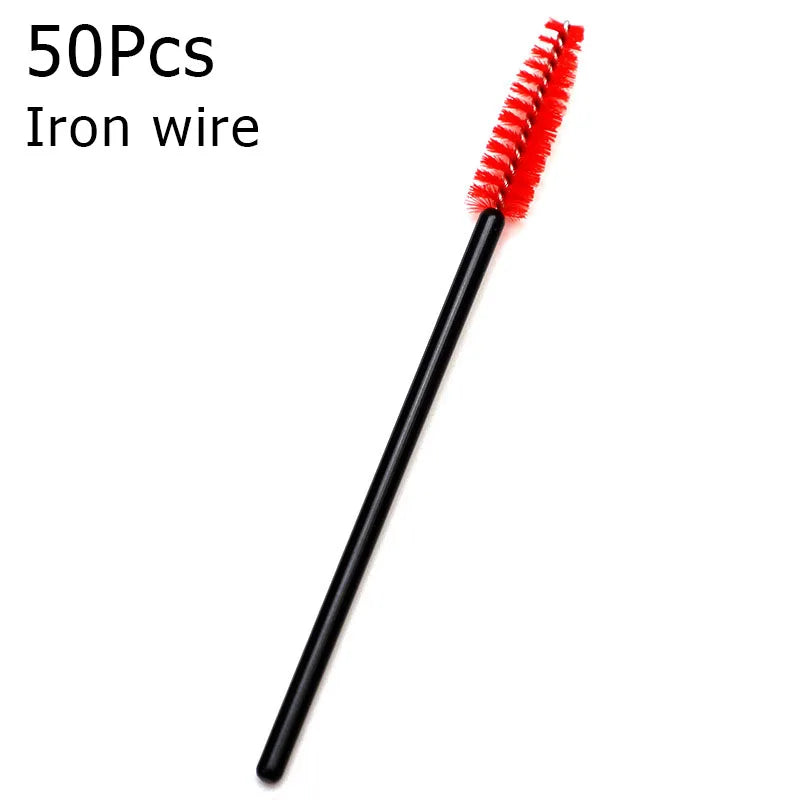 A black iron wire brush with red bristles shown diagonally.