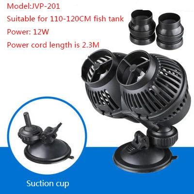 Black JVP-201 aquarium wave maker pump with suction cup for water circulation