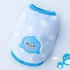 Light blue fleece puffer vest with a cute blue animal design for small pets
