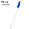 A white silicone brush with blue bristles, packaged as 50 pieces of iron wire.