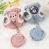 Pink and blue pet leash harness for dogs and cats with matching fabric and leather leash