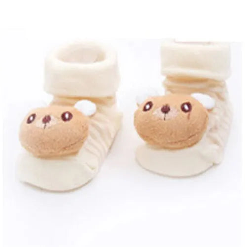 Paar süße Cartoon-Tierbaby-Socken für Kleinkinder in Beige