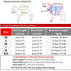 Diagram showing measurement methods for a denim pet jacket including back length and chest girth measurements.