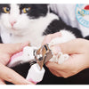 A person is using stainless steel pet nail clippers on a cat's paw.