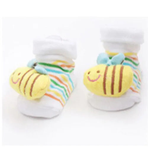 Paar süße Cartoon-Tierbaby-Socken für Kleinkinder mit Streifen- und Fruchtmotiven