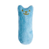 Light blue catnip chew toy plush with a golden fish-shaped kicker