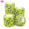 Rolls of bright lime green printed self-adhesive elastic bandage tape for medical or sports use