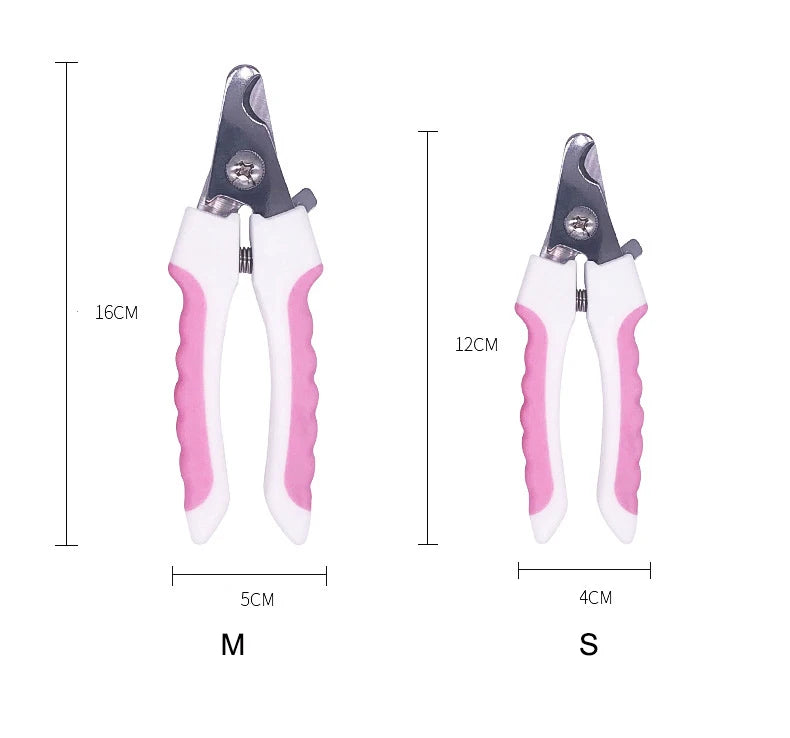 Stainless steel pet nail clippers for dogs and cats in medium and small sizes