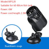Black submersible pump with a suction cup, suitable for 60-80cm fish tanks.
