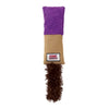 A purple KONG Kickeroo cuddler cat toy with a brown fuzzy tail.
