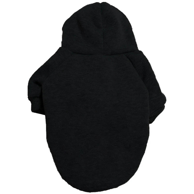 Black premium fleece dog coat and hoodie with a hood