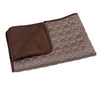 A dark brown and gray quilted cooling pet mat for dogs and cats.