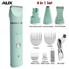 A 4 in 1 set of AUX nail grinder, pedicure blade, foot hair blade, and brush with a USB cable.