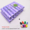 A package of 2 bone dispenser paw print dog waste bags with randomly colored bones.