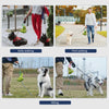 Images showing various activities like daily walking, park walking, and hiking with a dog using a hands-free poop bag dispens