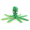 A bright green interactive sea turtle plush toy with large white eyes, lying flat.