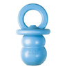 Light blue KONG Puppy Binkie teething chew toy with a handle and base.