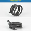 A black silicone aquarium air tube aerator coiled and a separate piece shown against a white background.