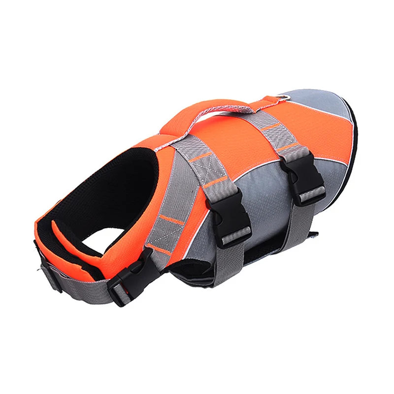 Orange and gray reflective summer life jacket for dogs