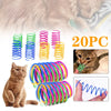 A collection of 20 colorful spiral spring toys for cats and ferrets, including various colors like green, blue, yellow, and p