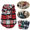 Gilet de vêtements à carreaux rouges et noirs pour petits animaux de compagnie, vu sous différents angles.