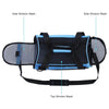 Portable foldable pet carrier with mesh windows shown from the front view