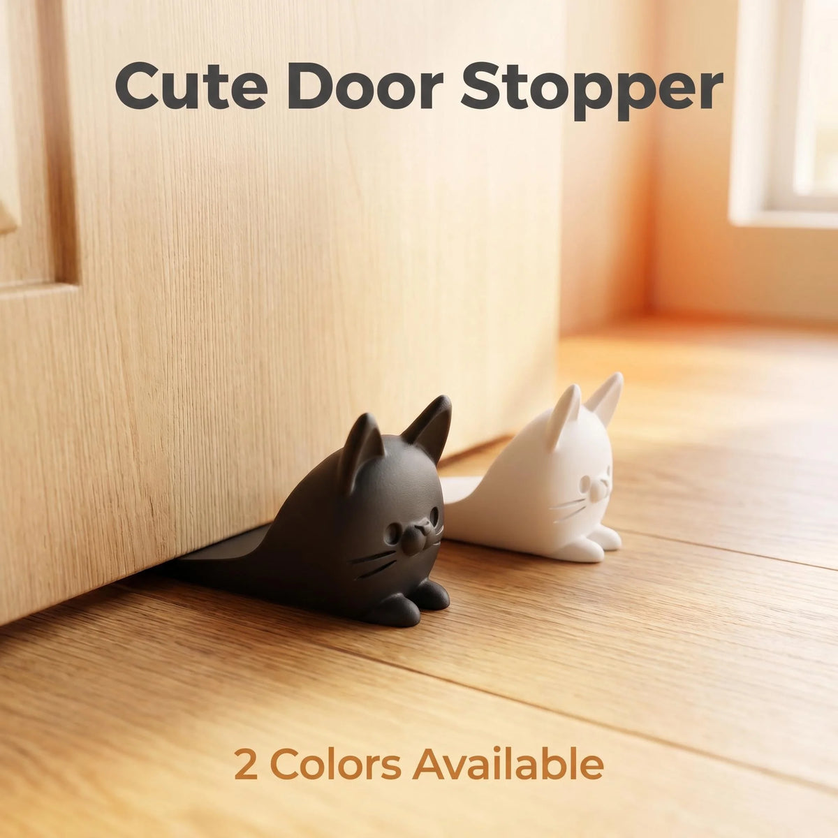 A cute door stopper featuring a black cat and a white cat, available in two colors.